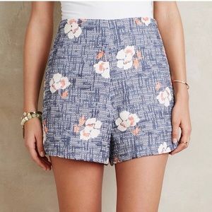 Anthropologie pivoine shorts Corey Lynn Caltrain navy floral tweed size 6